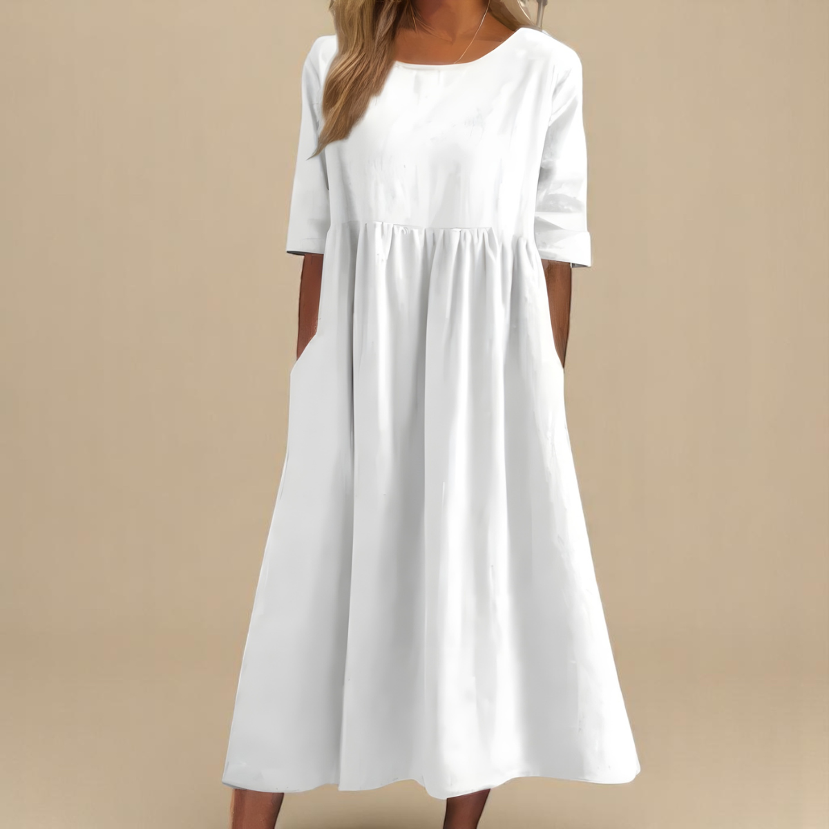 KATY | Linen dress with accentuated waist