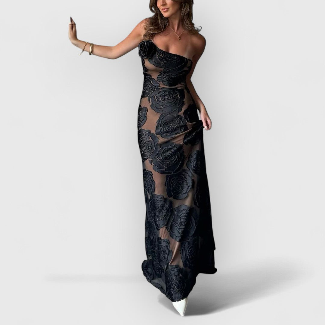Reina | Vestido Maxí Premium con Estampado de Flores