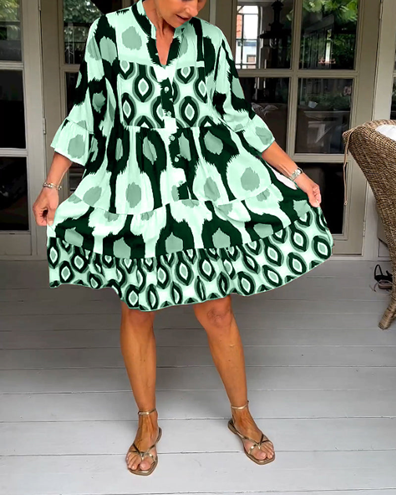 Laluna® | Vestido estampado con mangas 3/4