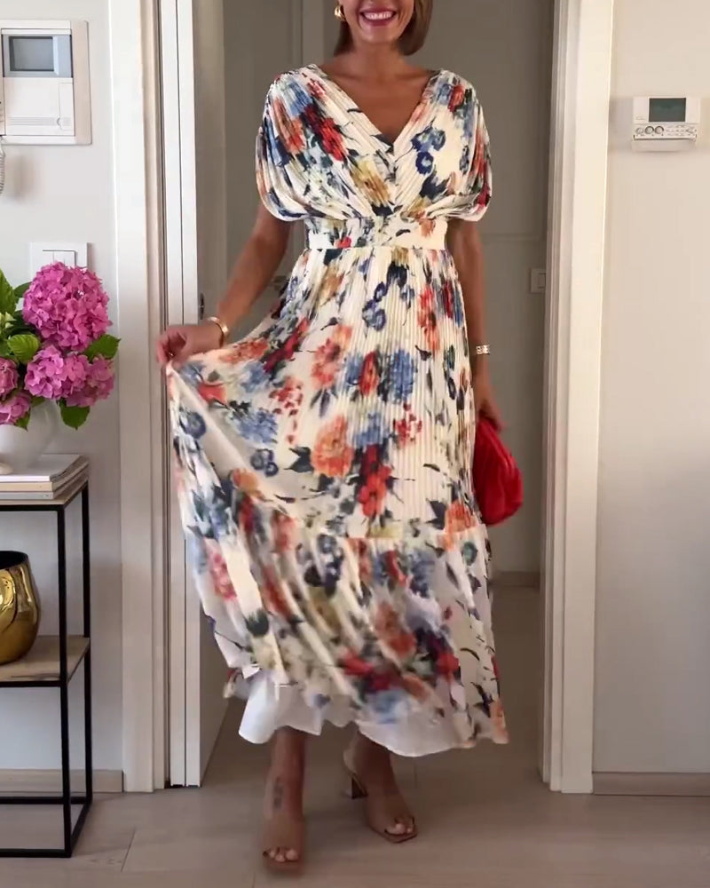 Carrie - Vestido Maxi Floral Suave con Escote en V
