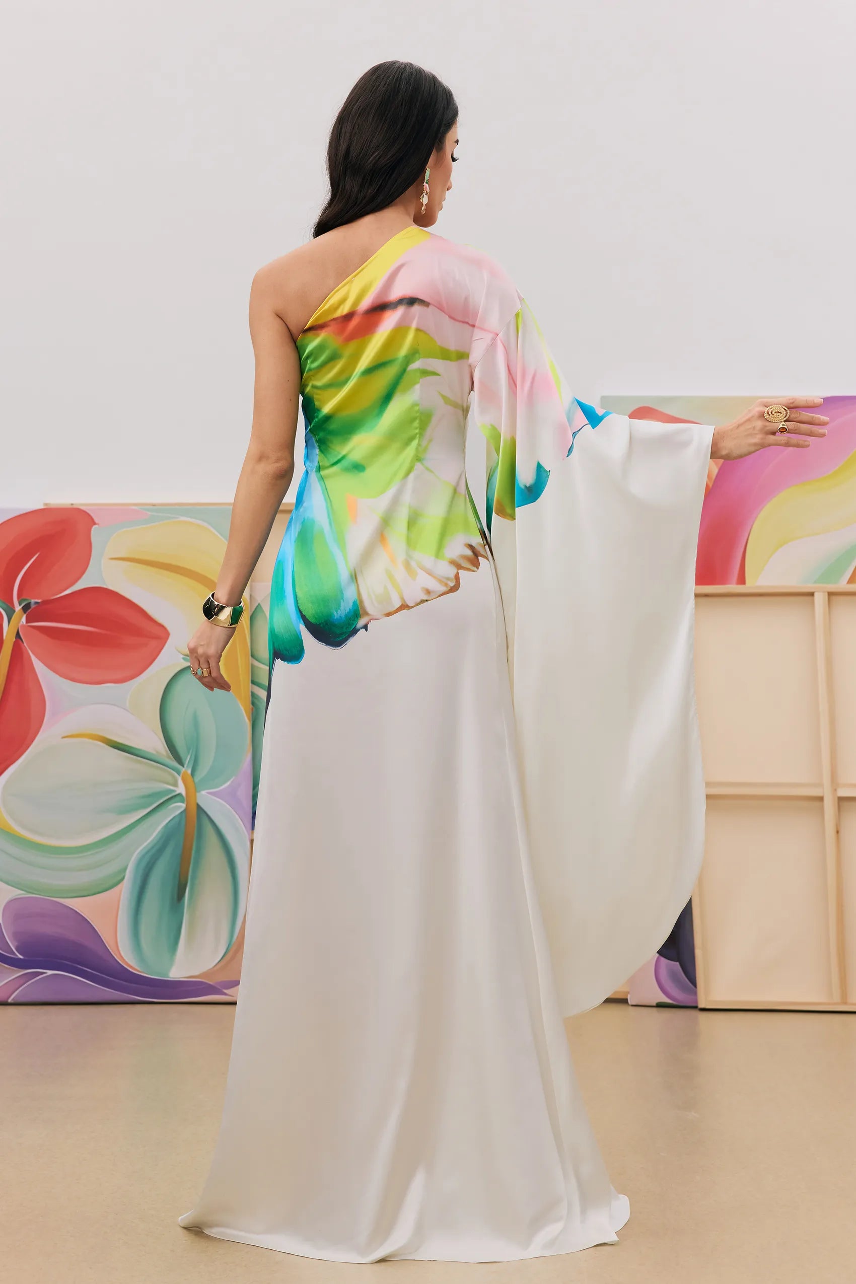 Vestido de Crema Pintado a Mano FLORA