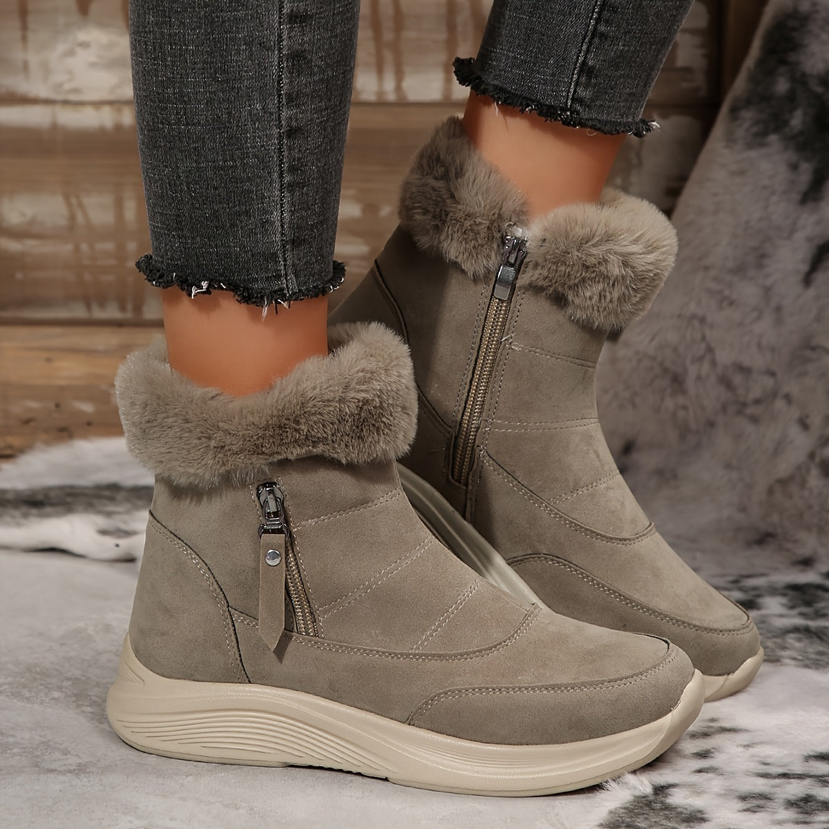 Ultra Warm Faux Suede Winter Boots
