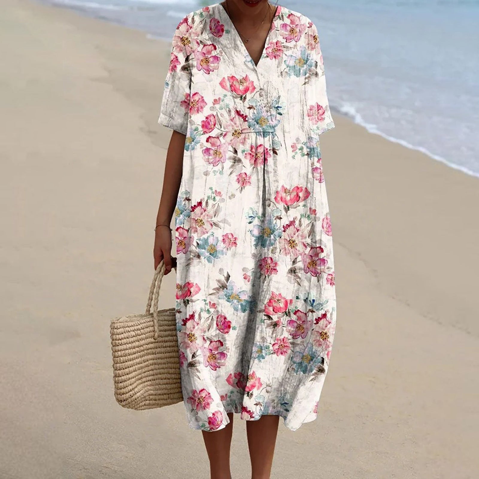 FLORINE | Vestido floral retro de lino