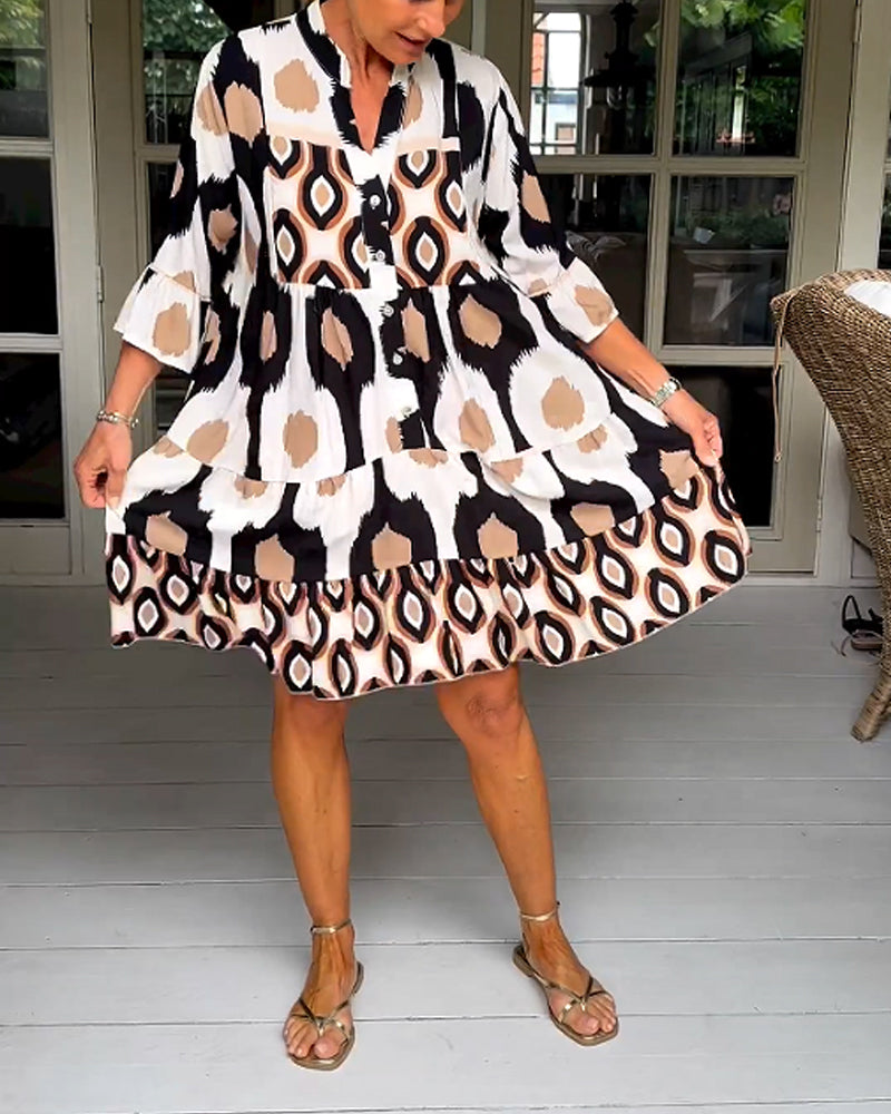 Laluna® | Vestido estampado con mangas 3/4