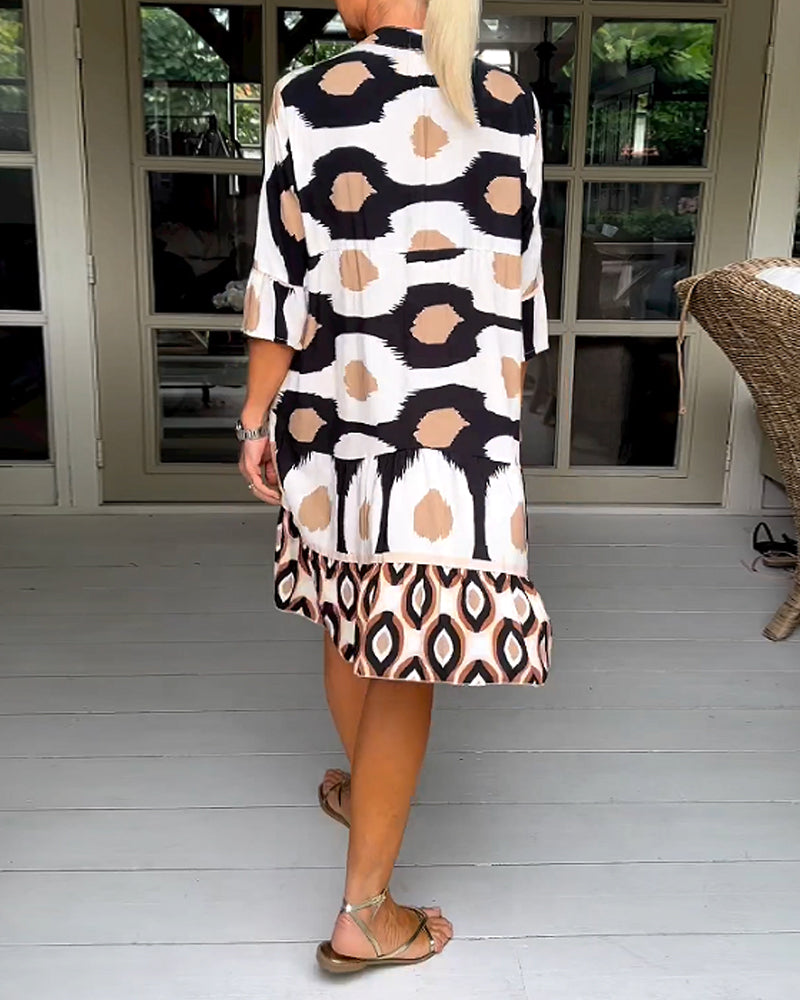 Laluna® | Vestido estampado con mangas 3/4