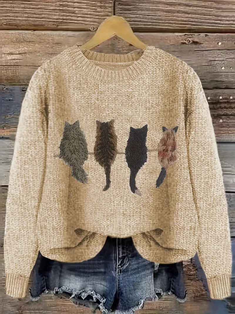 Urvana | Cat Printed Sweater