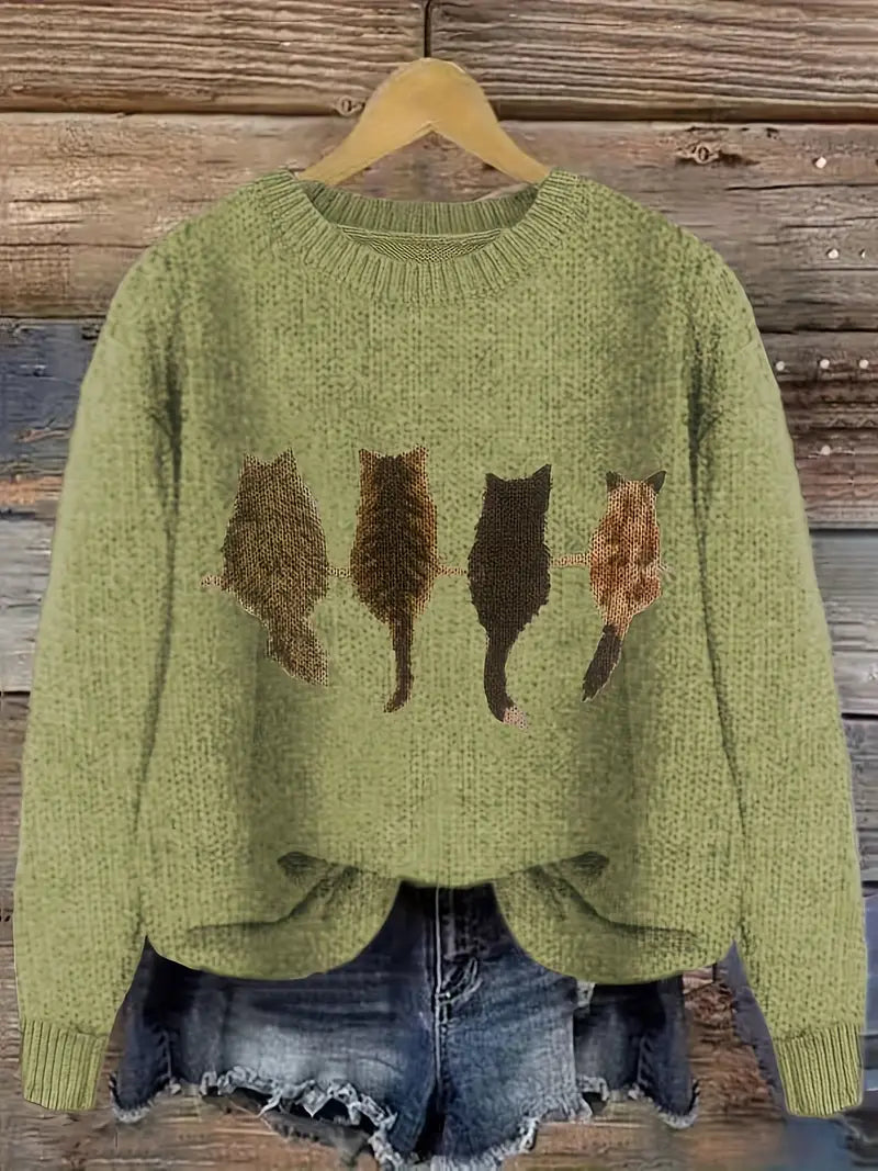 Urvana | Cat Printed Sweater