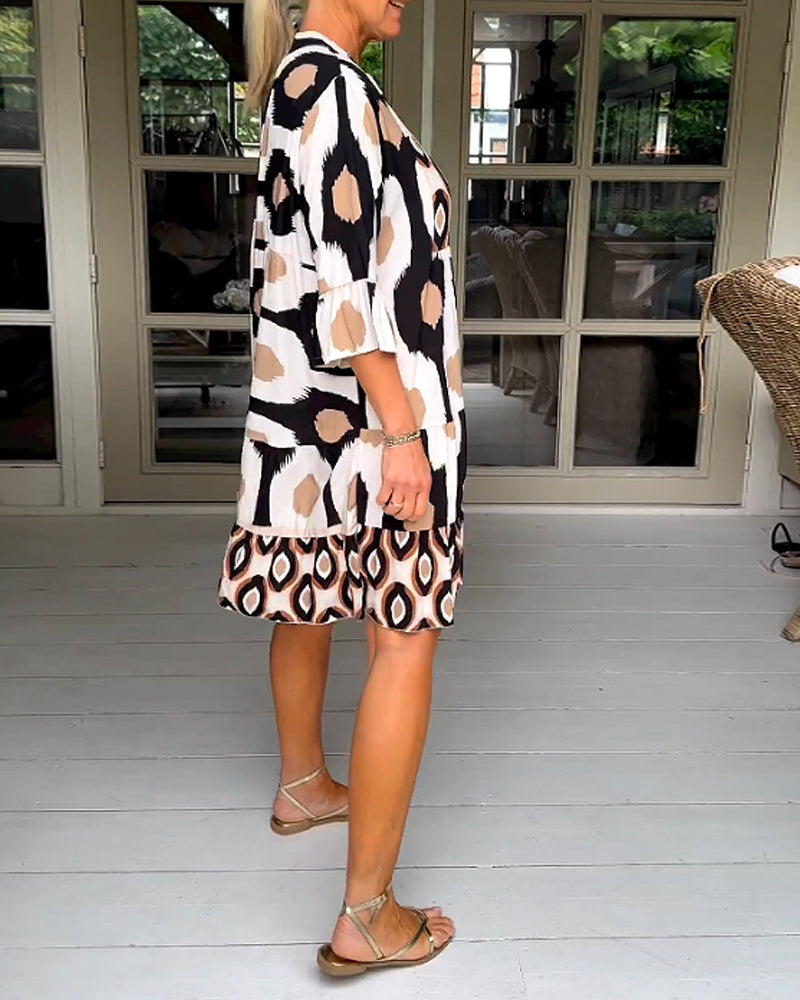 Laluna® | Vestido estampado con mangas 3/4