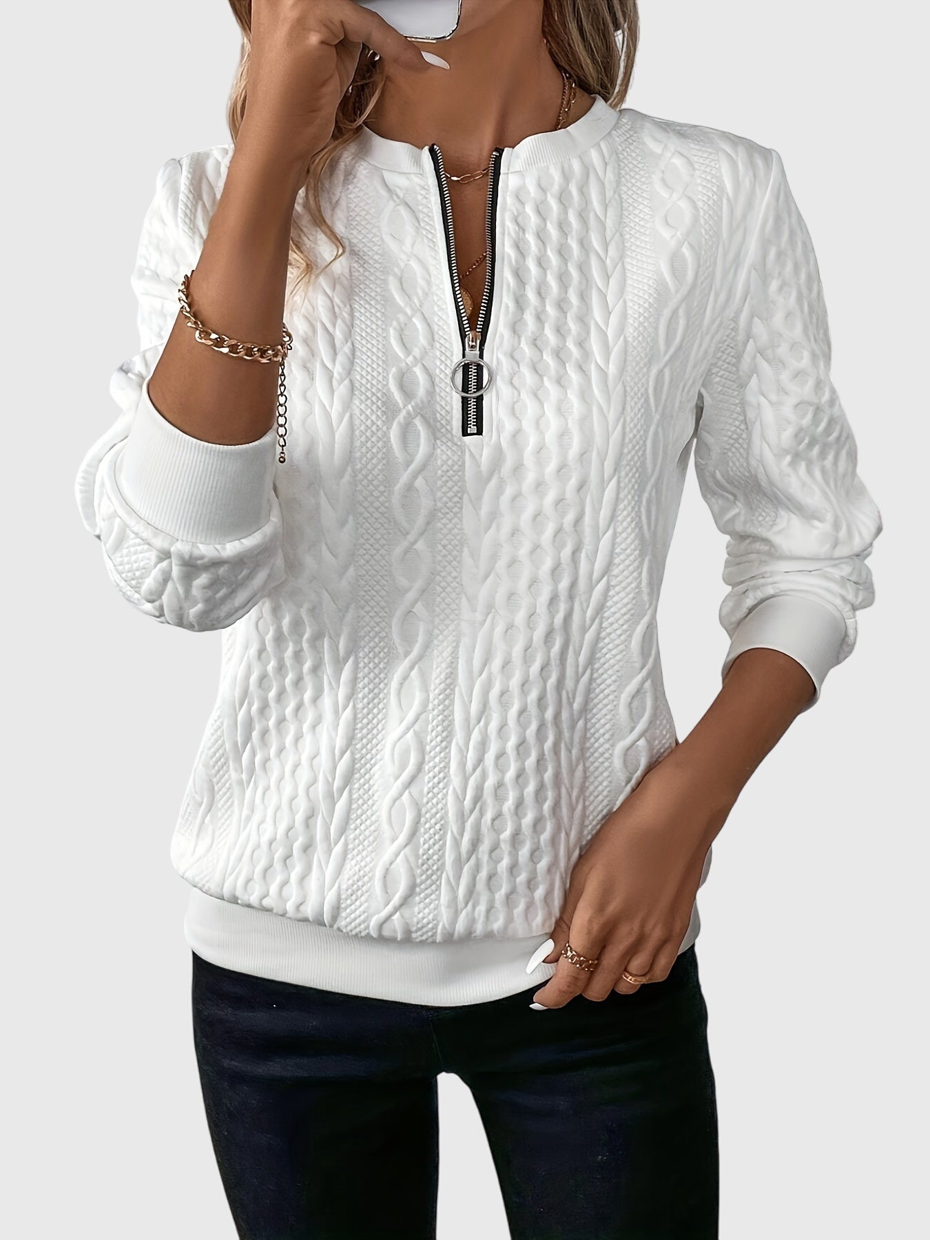 Nora | Elegant Half Zip Sweater