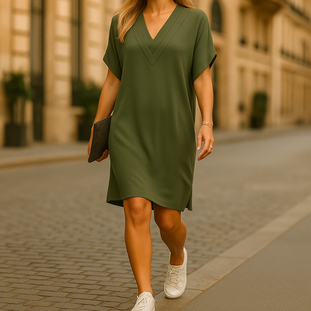 Vestido con escote en V y cruzado