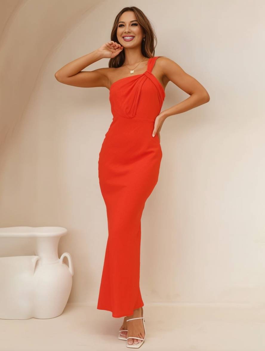 ELEVA Vestido Maxi de Satén