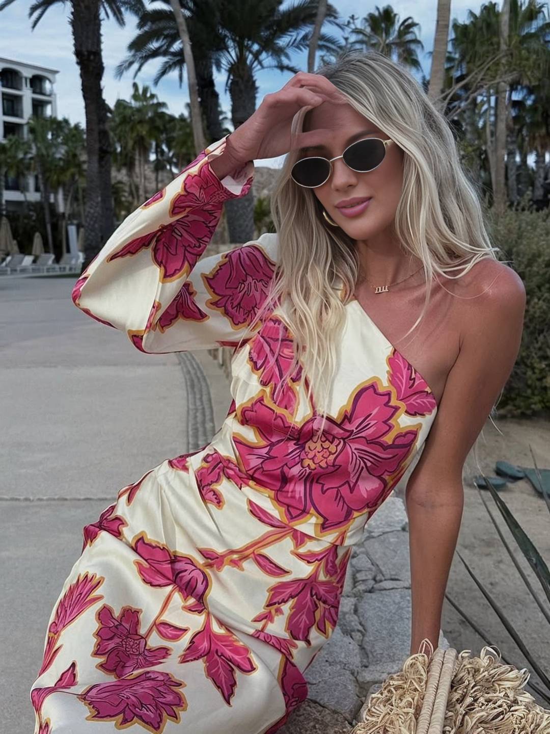 Vestido Maxi Floral de Satén SOLEA