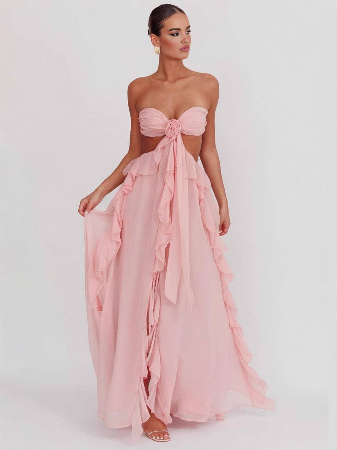 MIREYA Vestido Maxi de Chifón Floral