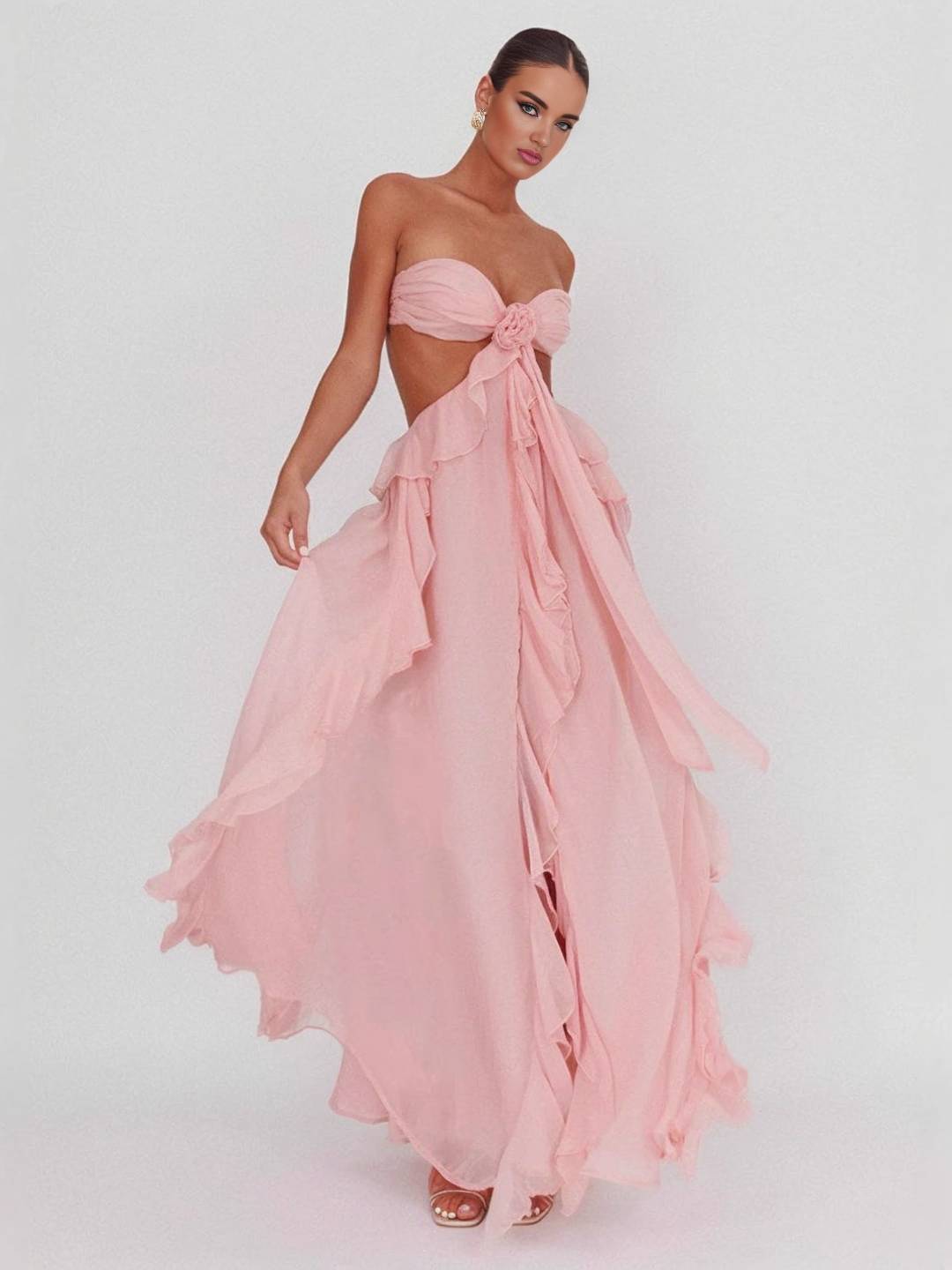 MIREYA Vestido Maxi de Chifón Floral