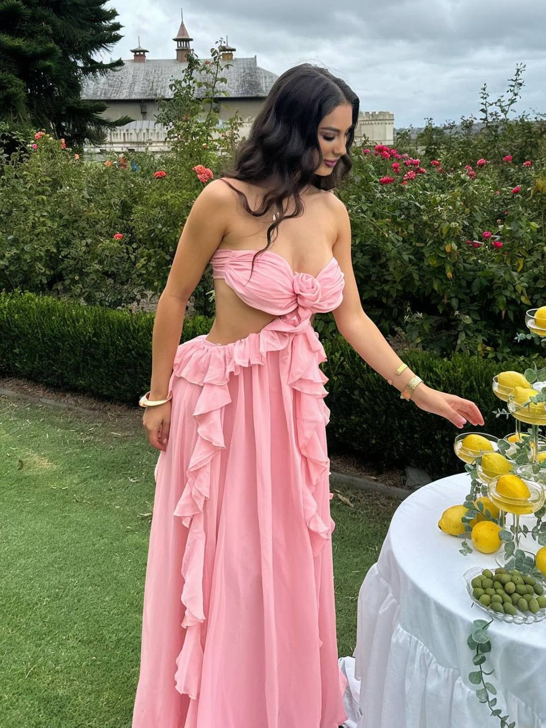 MIREYA Vestido Maxi de Chifón Floral