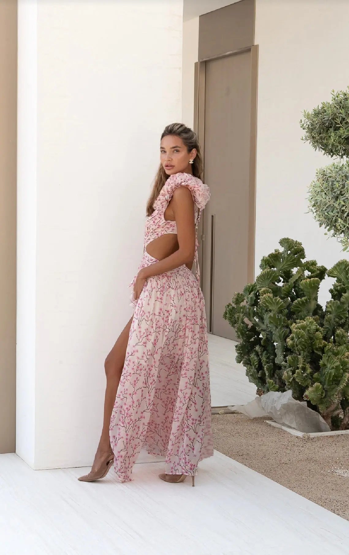 Vestido Maxi Cascada Rosa LYRA