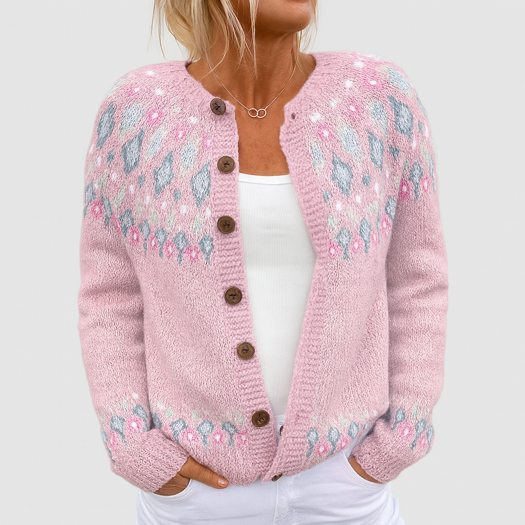 Elva | Cozy Knit Patterned Cardigan