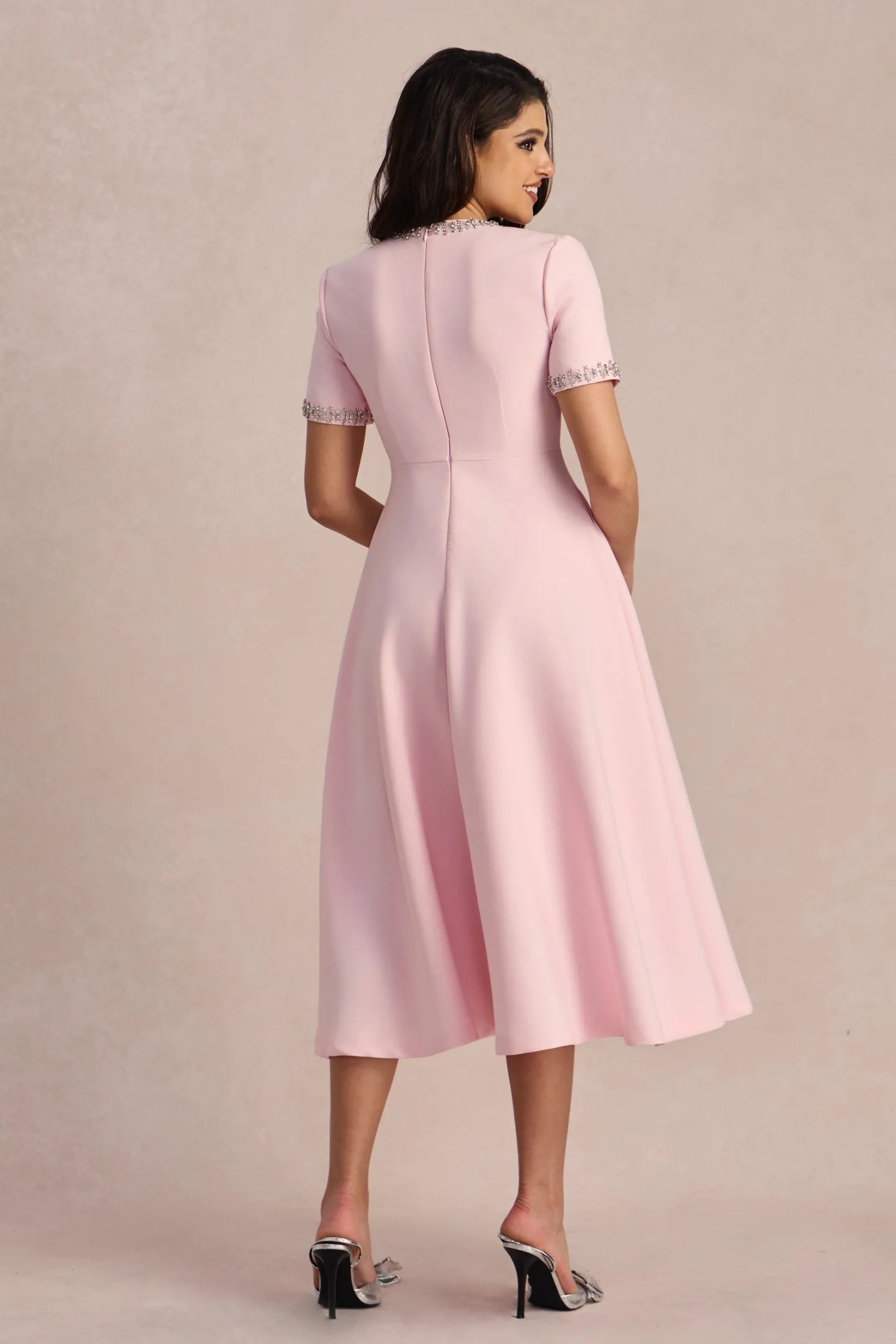 Vestido Midi con Lazo de Cristal ZOE