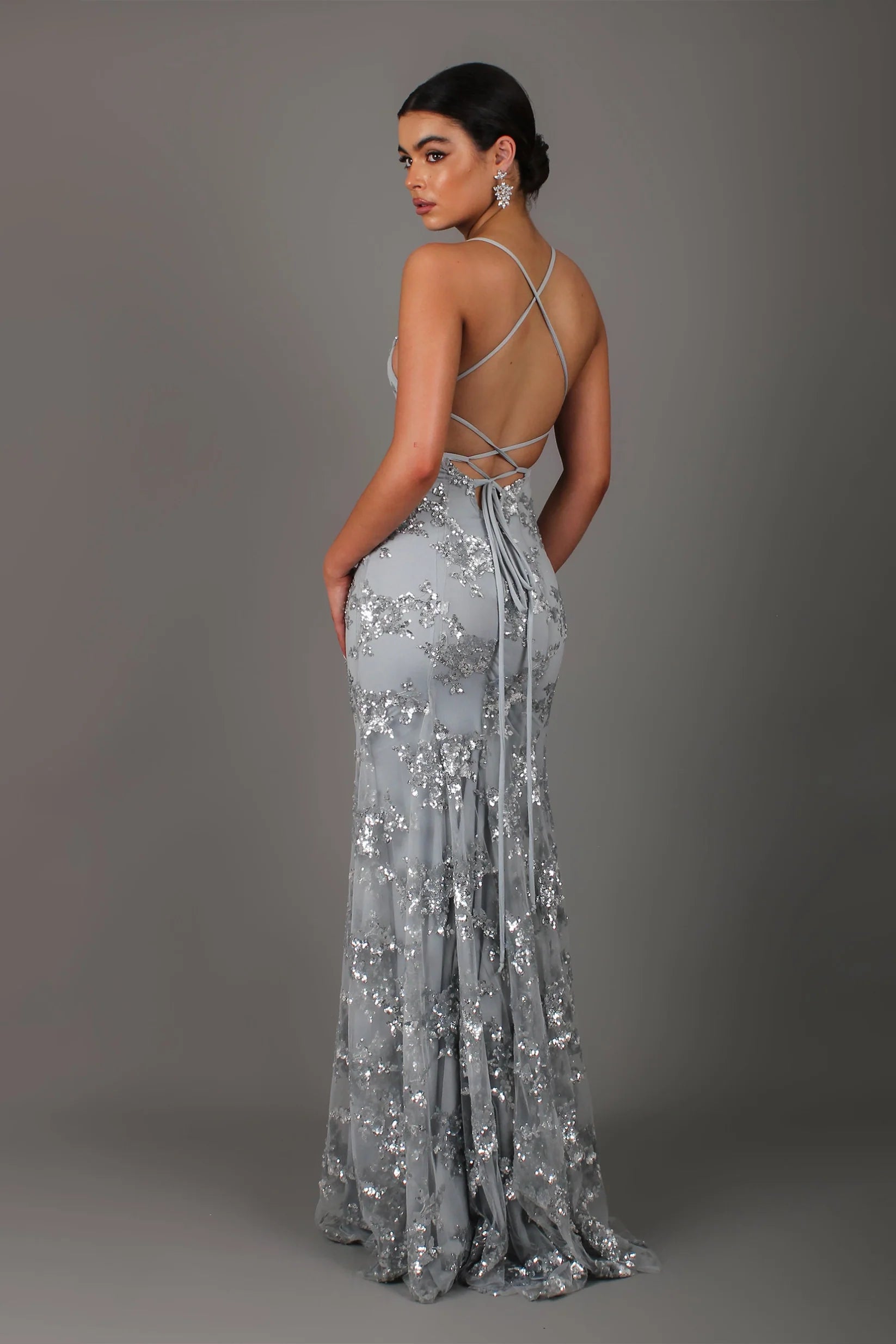 SERENYA Vestido Maxi Sin Mangas con Lentejuelas y Espalda Descubierta