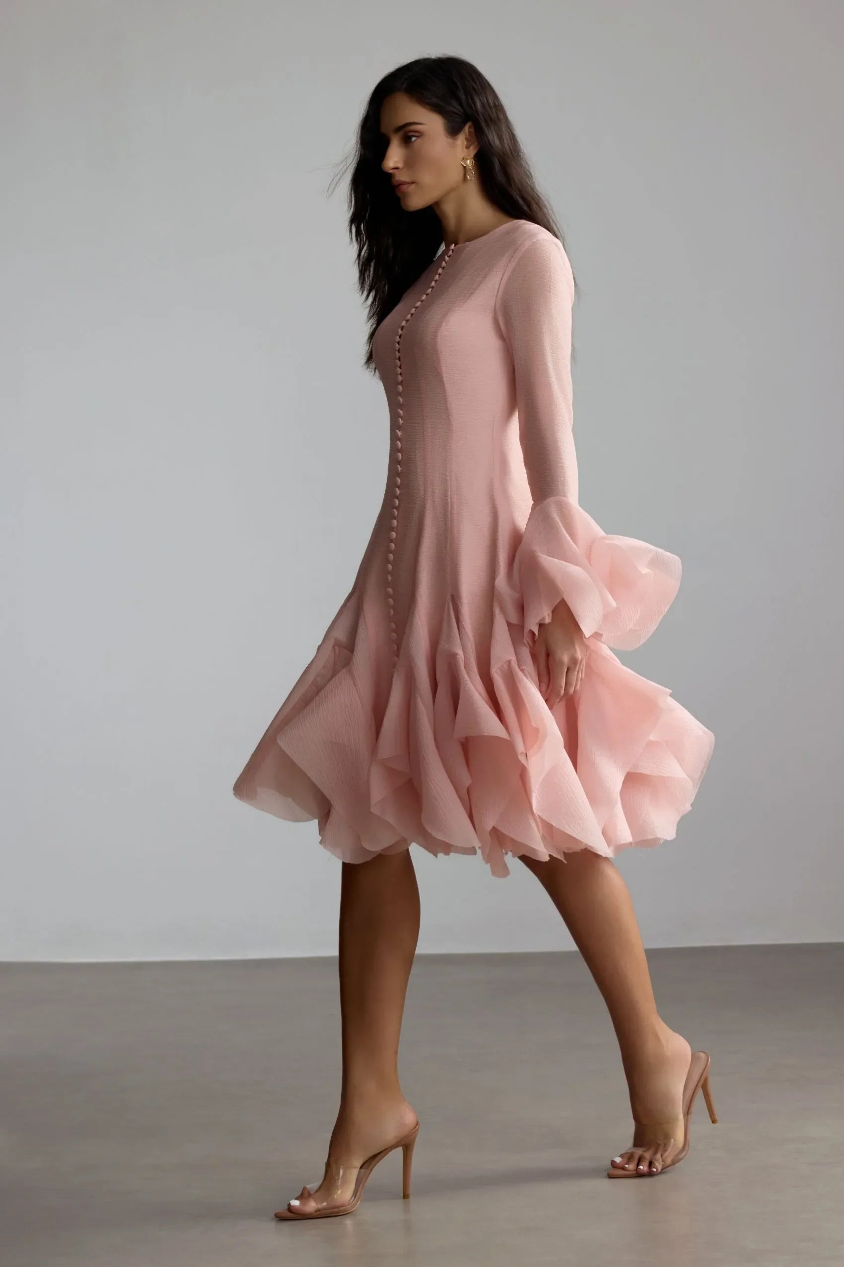 Vestido Midi de Manga Larga Acampanada GLORIA