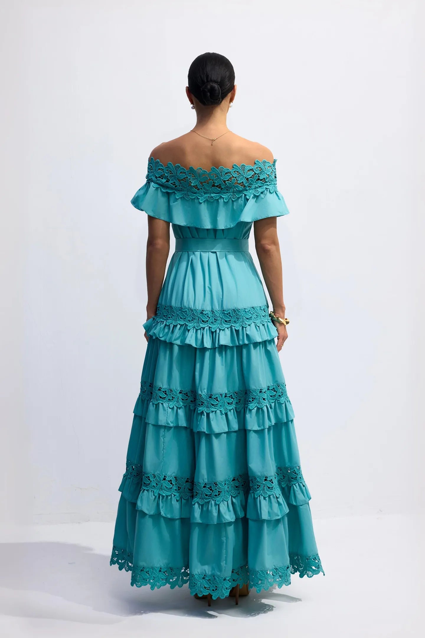 Vestido Maxi de Algodón con Hombros Descubiertos ALVÉA