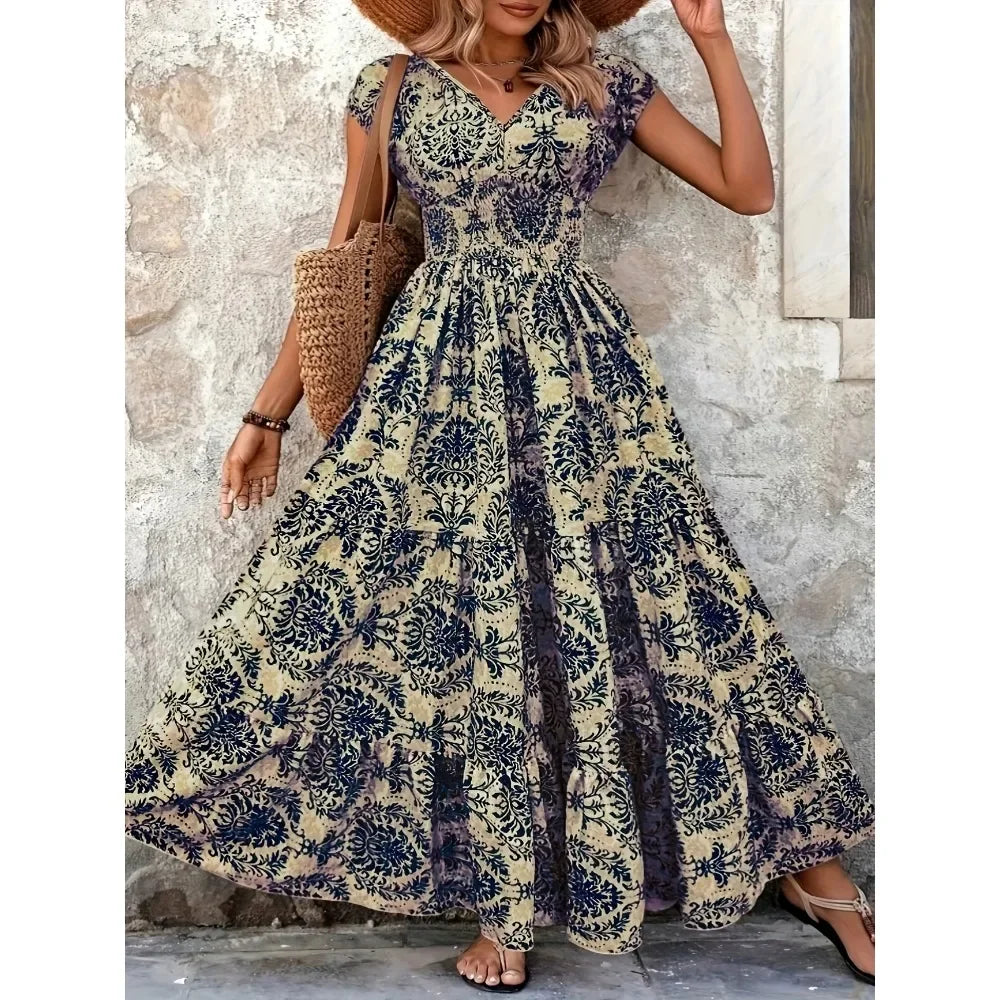 The Marisol – Bohemian V-Neck Maxi Dress
