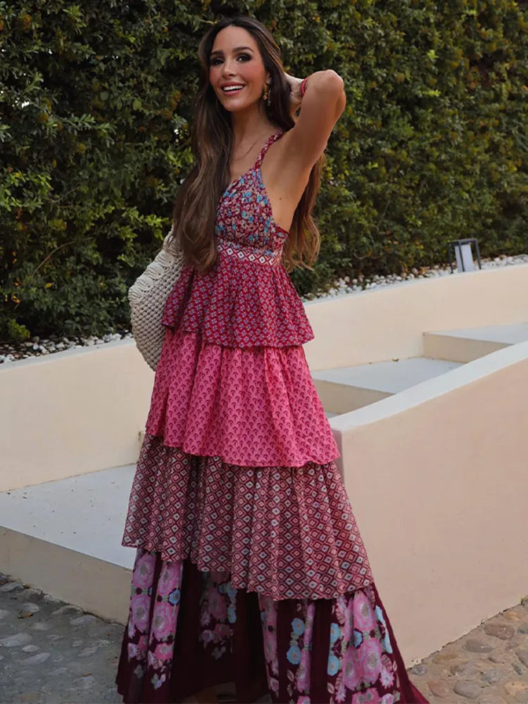 Mona - Vestido Maxi de Estampado Floral Clásico