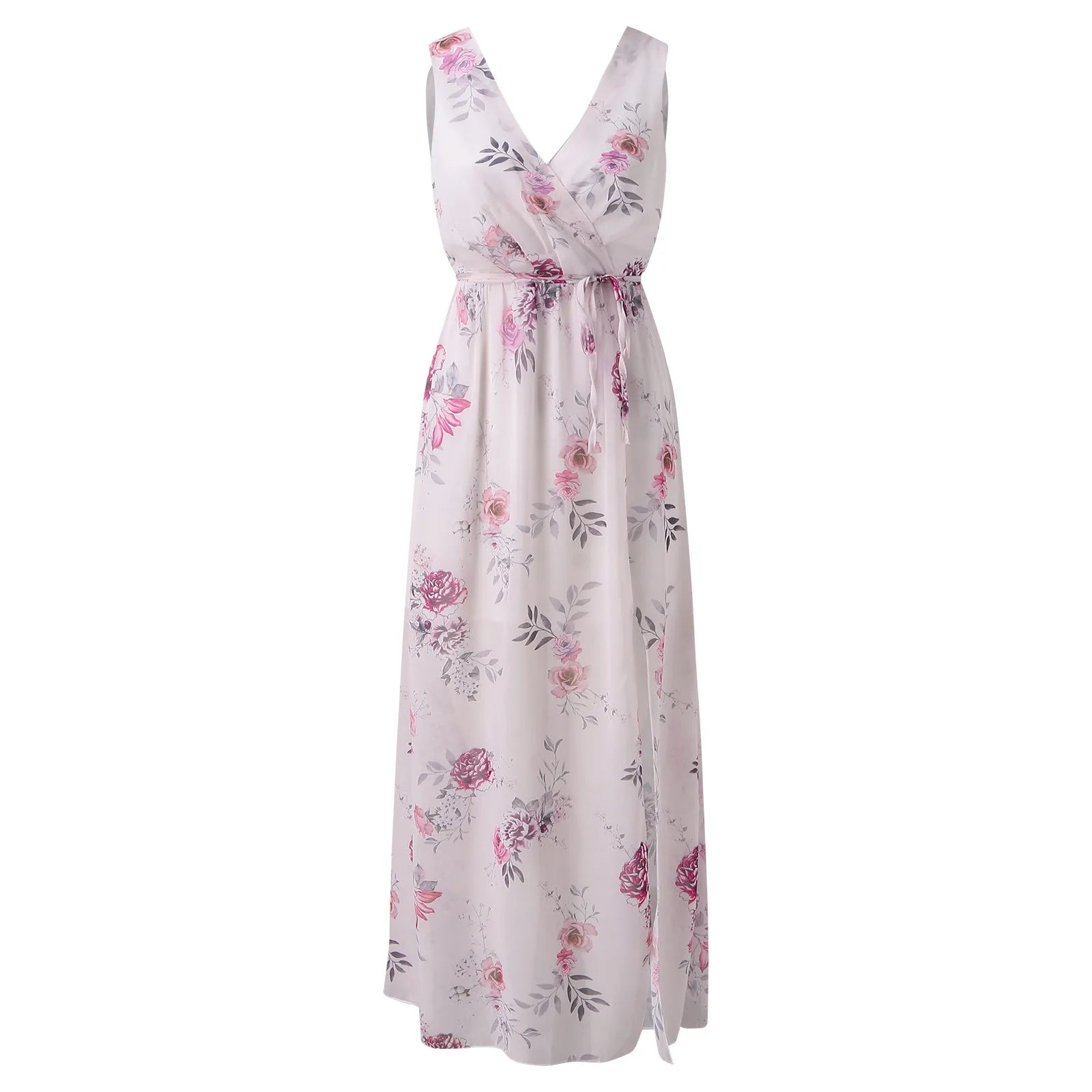 Blanca | Elegante Vestido Largo Floral con Alta Fisura
