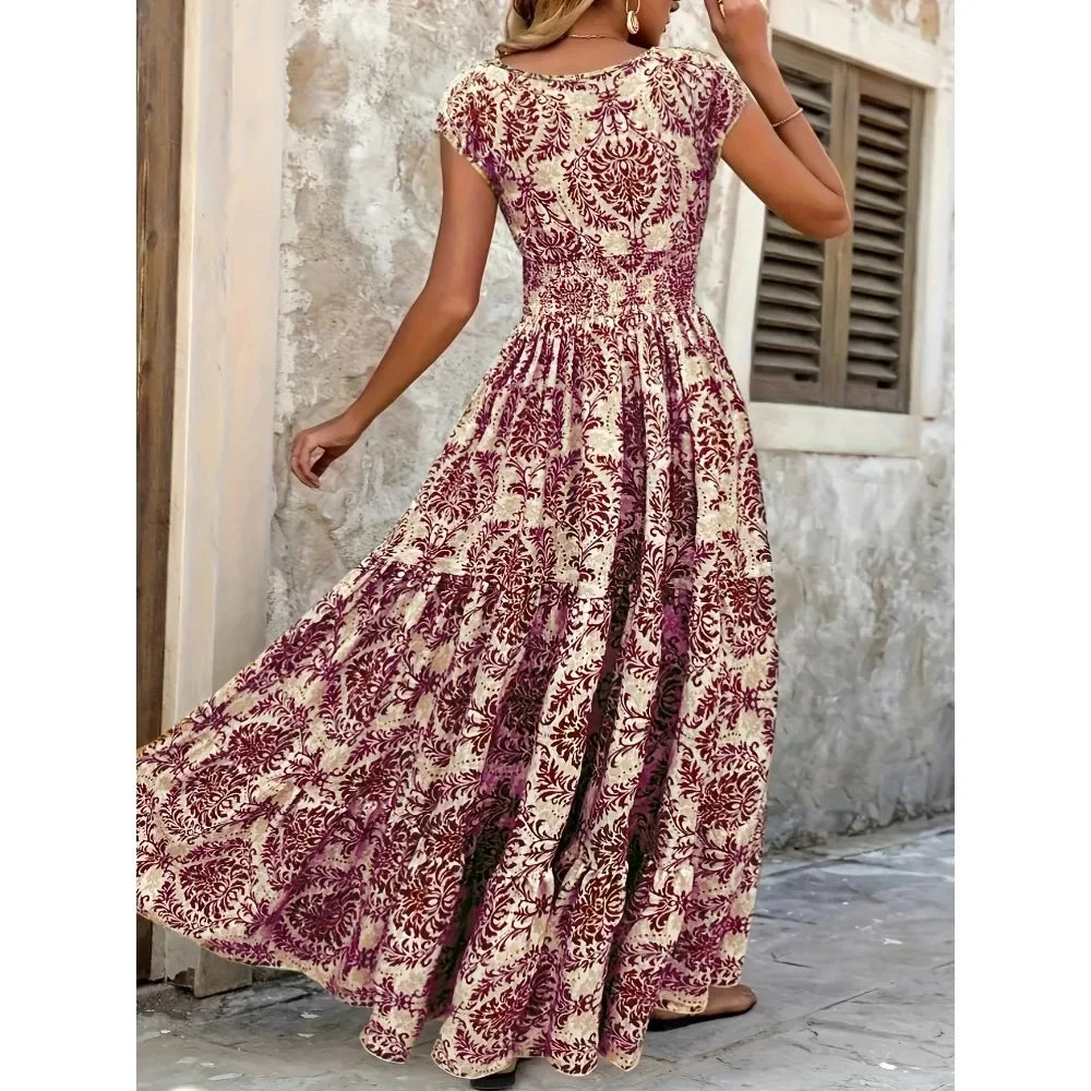 The Marisol – Bohemian V-Neck Maxi Dress