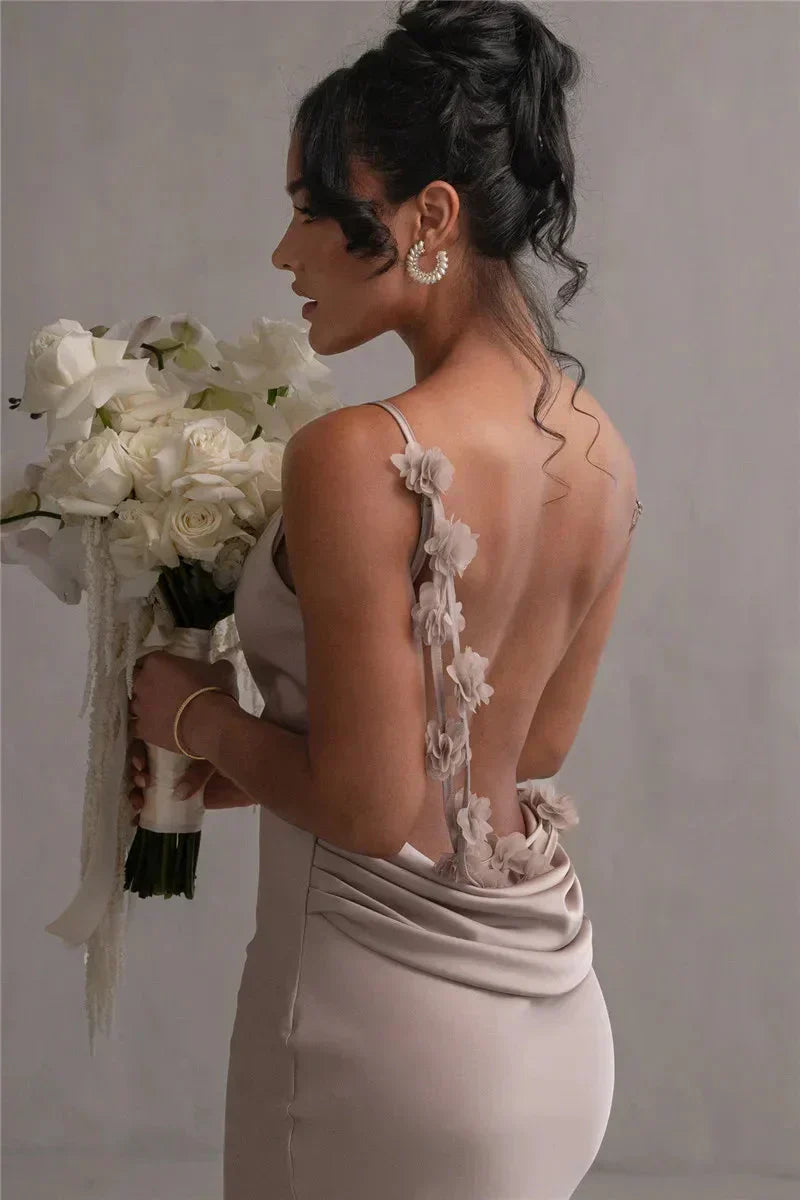 Cassiane - Vestido de Satén con Flores
