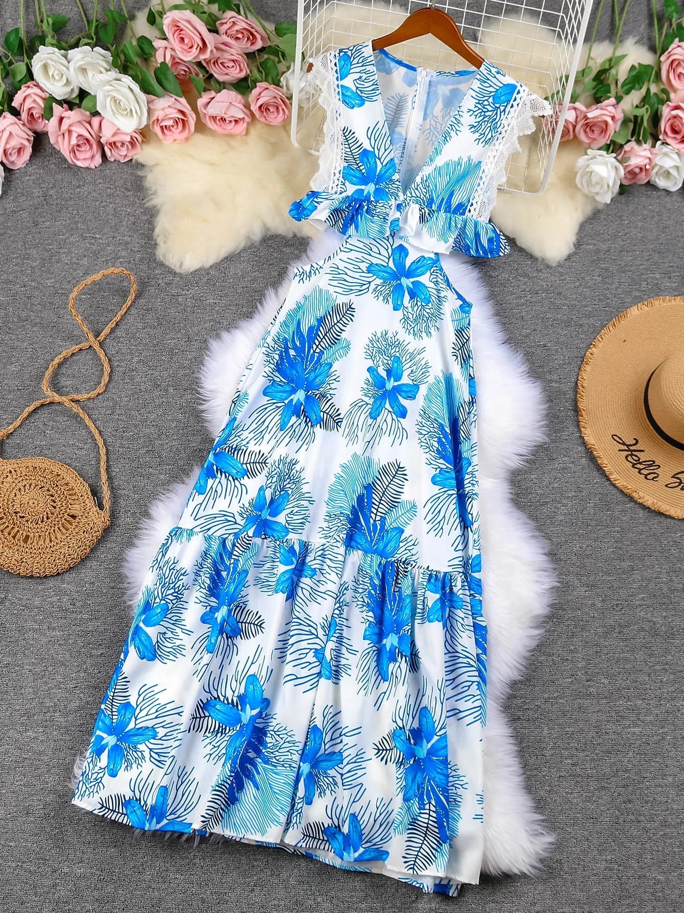 Margie - Vestido Maxi de Encaje Sin Mangas a la Moda