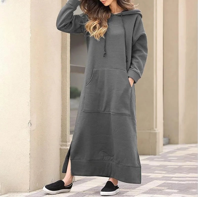 Ciska™ - Vestido Elegante con Capucha y Mangas Largas