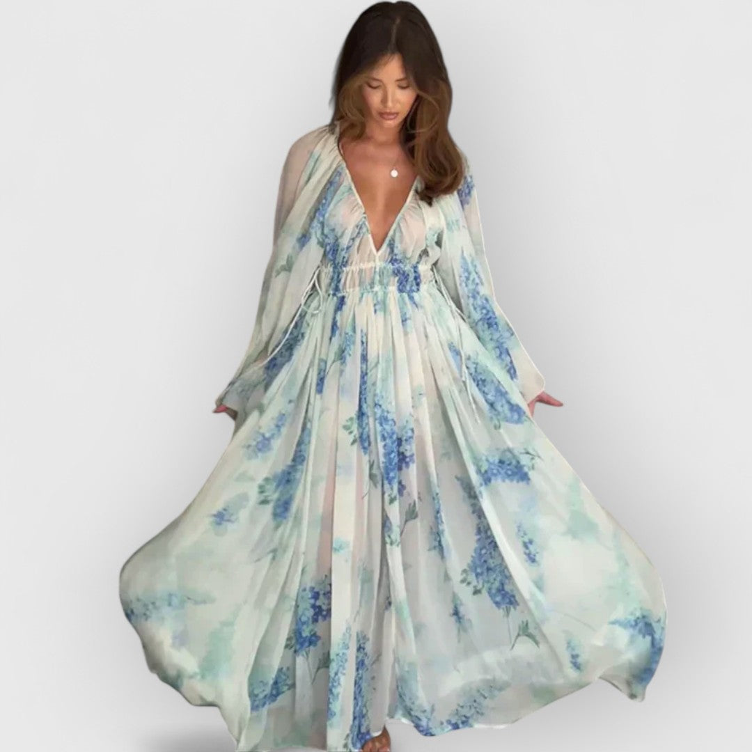 Vivia | Vestido de terciopelo premium en azul claro