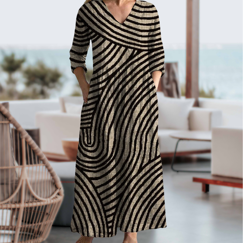 Elisa | Vestido a Rayas con Escote en V