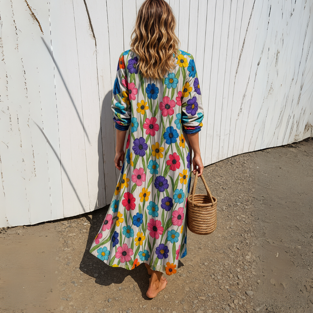 Odessa | Vestido Maxi Floral con Botones