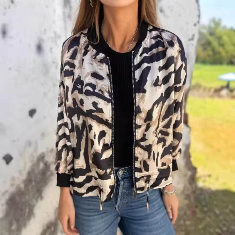 Marguerite | Zebra Print Aviator Jacket