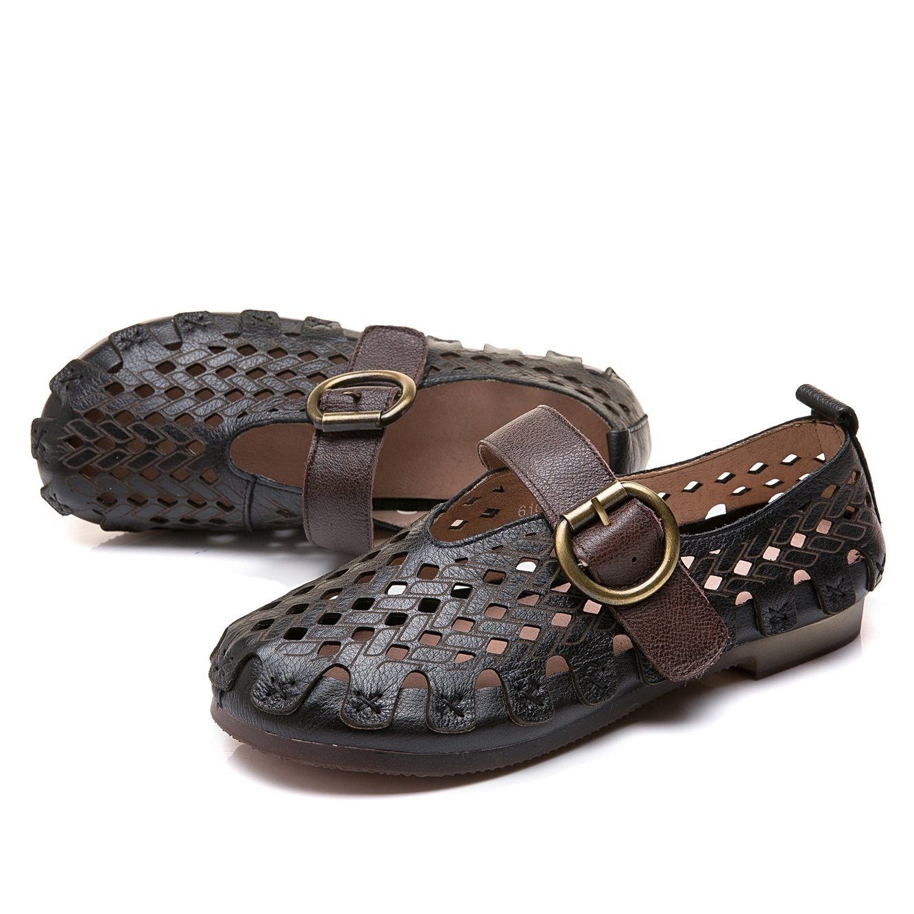 Lunaria - Zapatos planos cómodos de cuero de vaca para mujeres