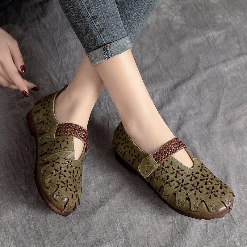 Lunaria - Zapatos planos cómodos de cuero de vaca para mujeres