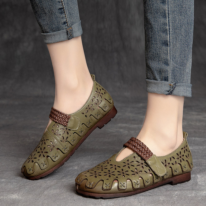 Lunaria - Zapatos planos cómodos de cuero de vaca para mujeres