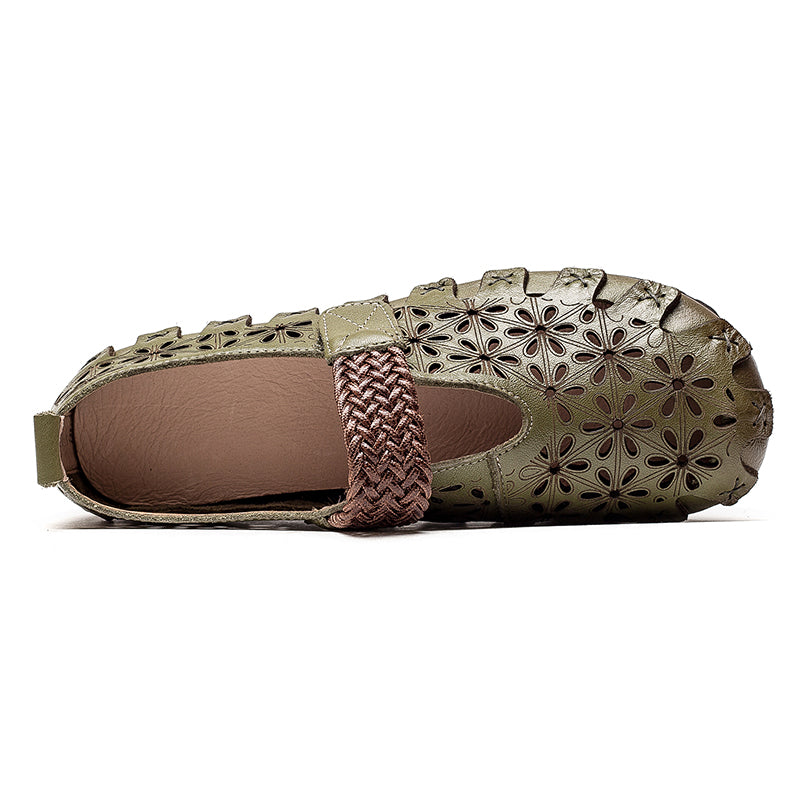 Lunaria - Zapatos planos cómodos de cuero de vaca para mujeres