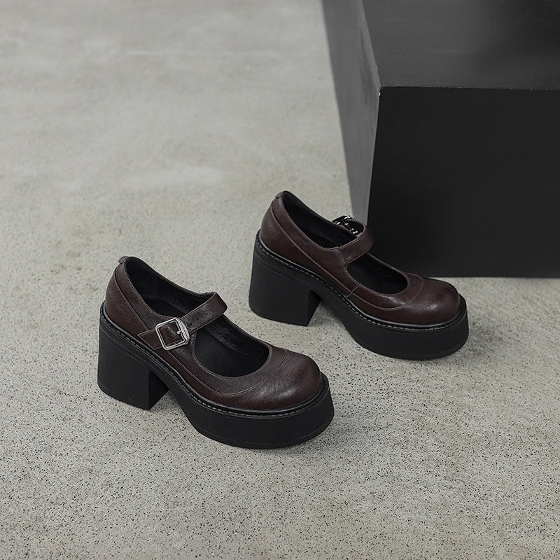 Brzyska - Zapatos de cuero charol con plataforma gruesa