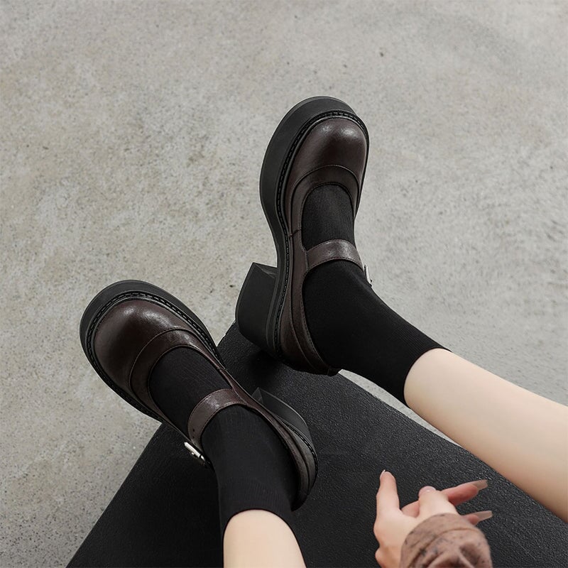 Brzyska - Zapatos de cuero charol con plataforma gruesa