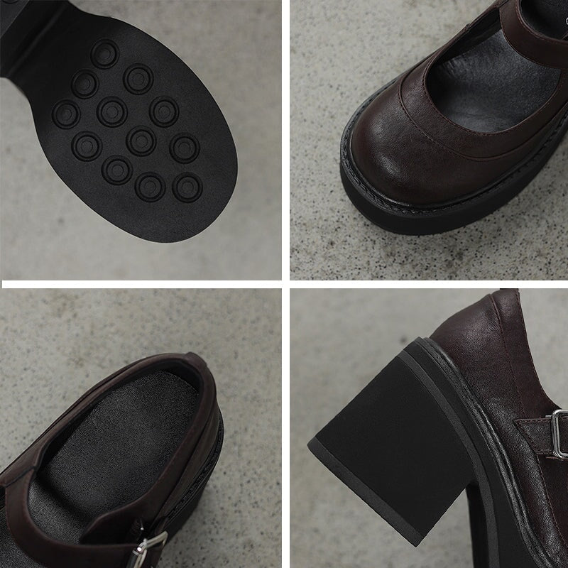 Brzyska - Zapatos de cuero charol con plataforma gruesa