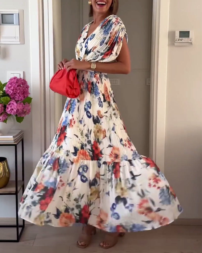 Carrie - Vestido Maxi Floral Suave con Escote en V