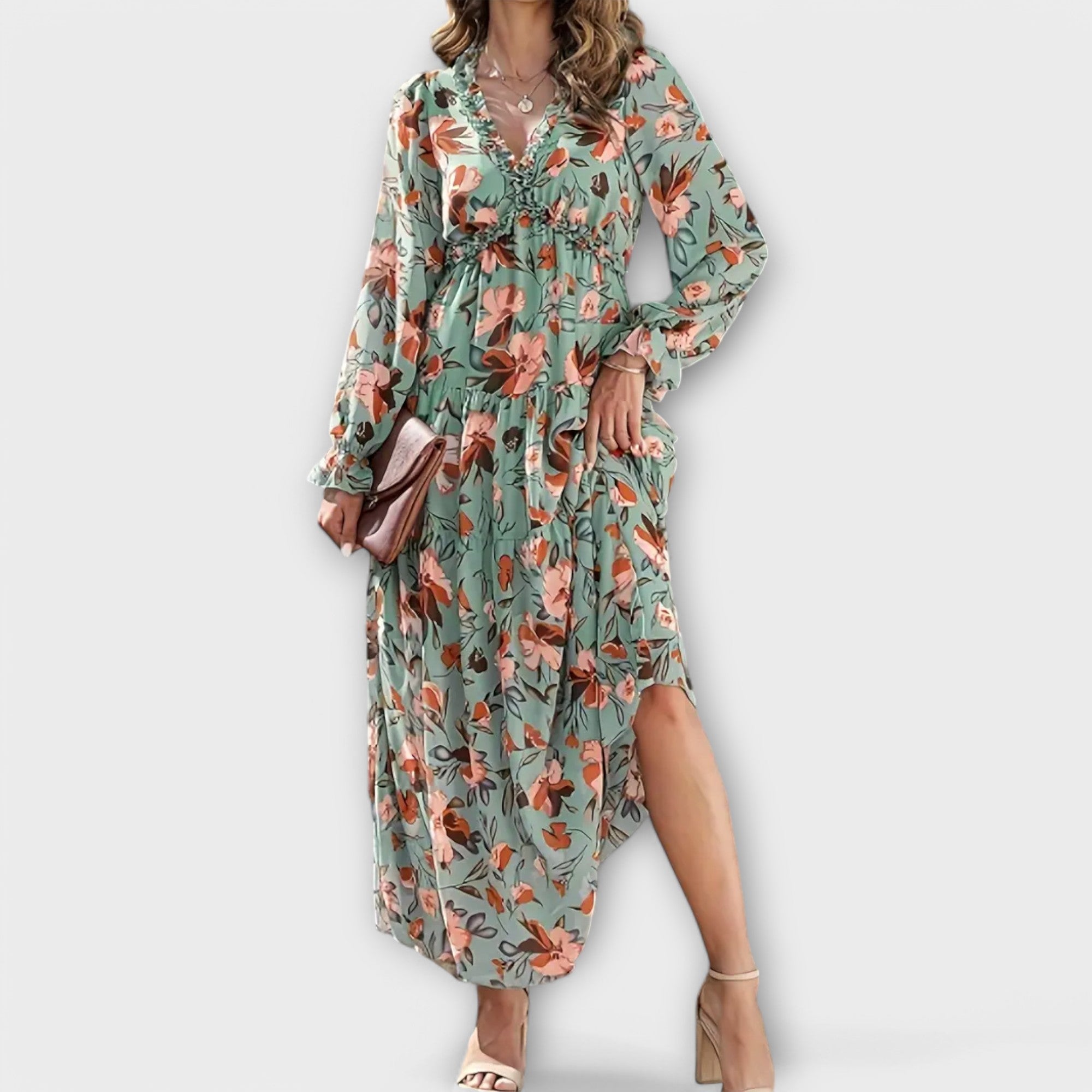Elle | Maxi vestido floral con escote en V