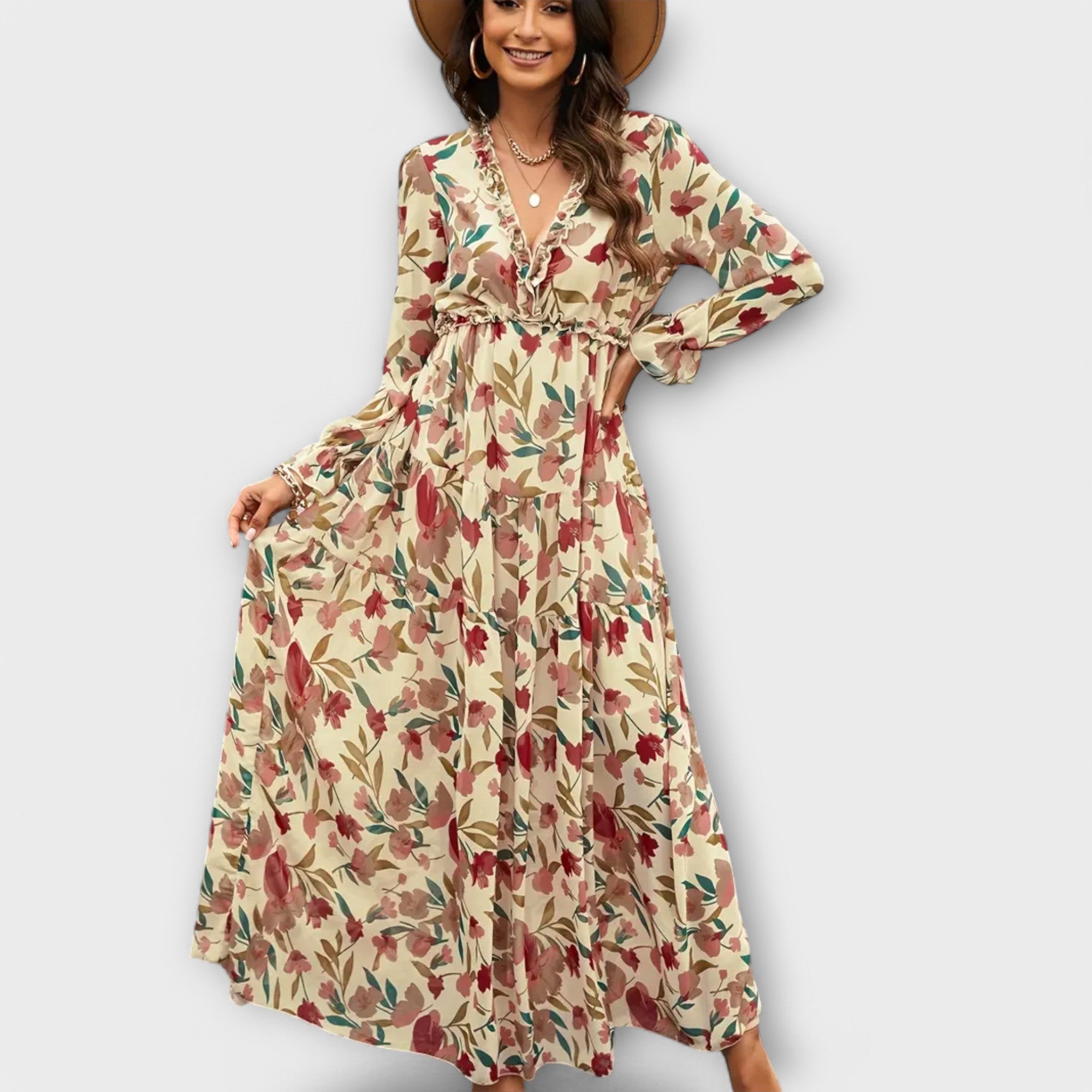 Elle | Maxi vestido floral con escote en V
