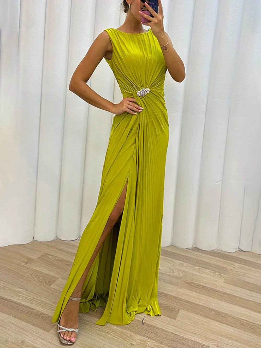 Davina - Vestido de Noche Maxi Plisado