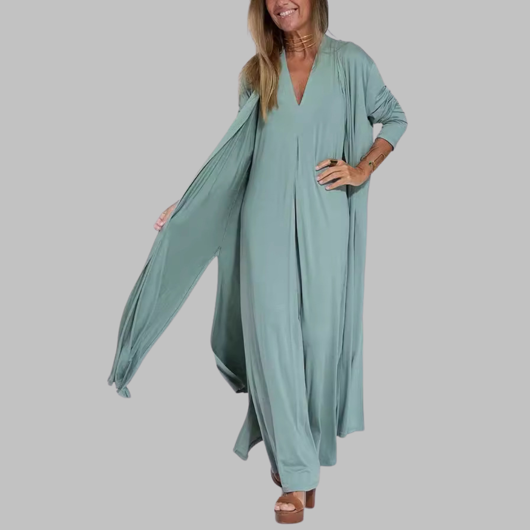 Jana | Elegante vestido maxi + suéter a juego REGALO