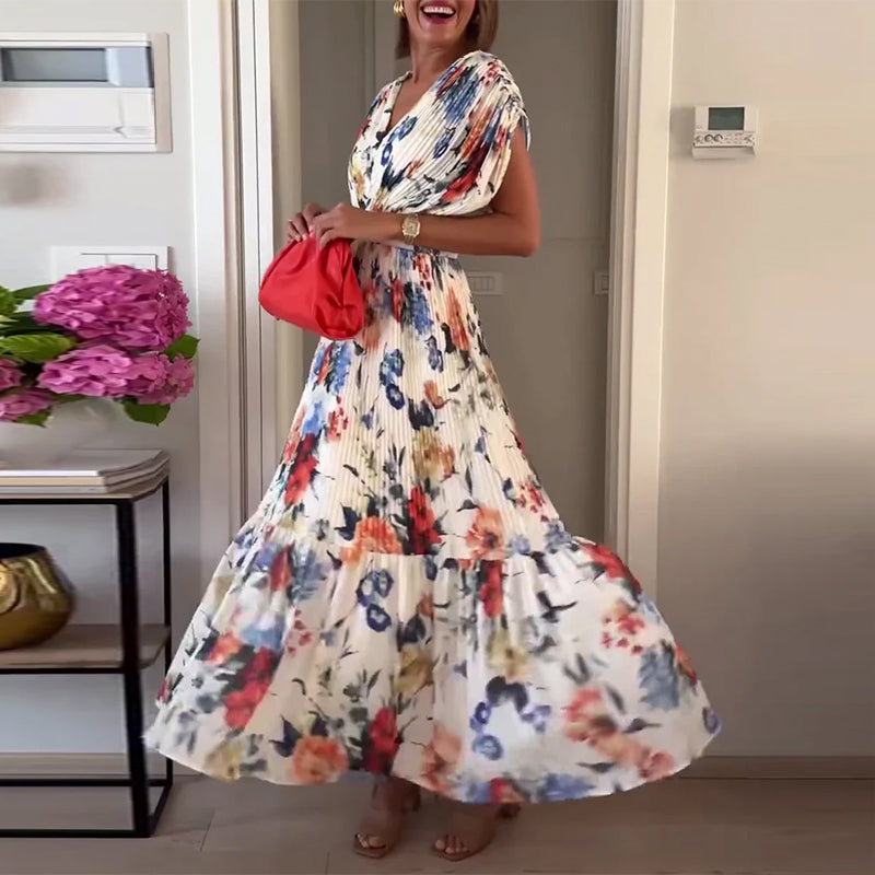 Carrie - Vestido Maxi Floral Suave con Escote en V