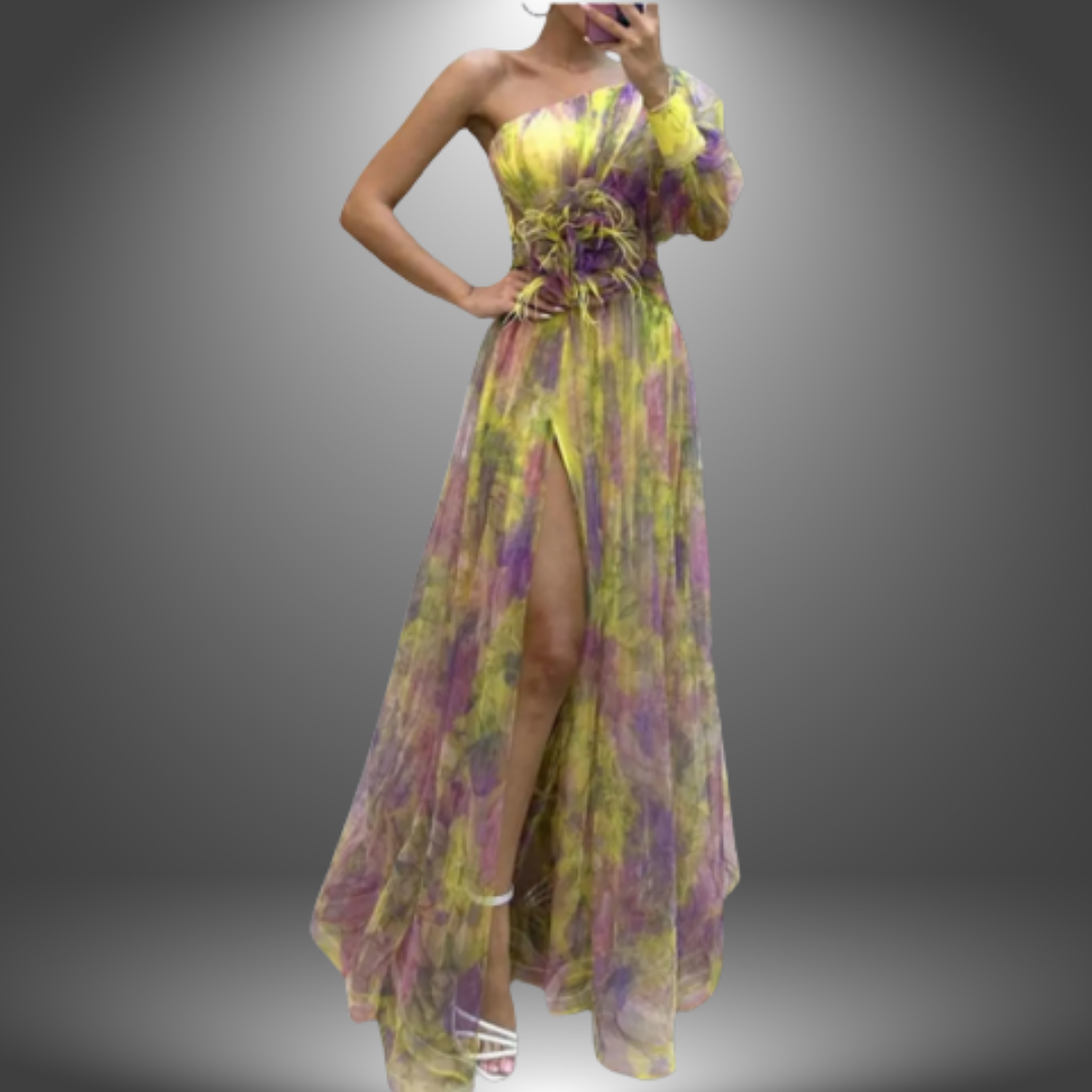 Addison | Vestido Maxi con Estampado Floral y Un Hombro